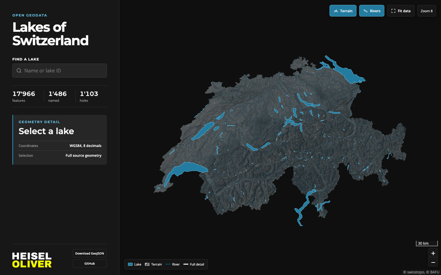 Lakes of Switzerland: Interactive Map – main view