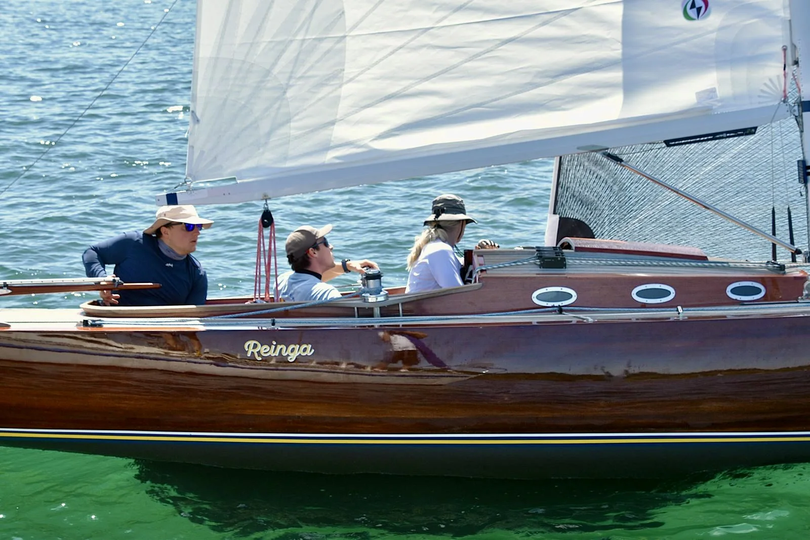 Oliver Heisel sailing aboard the wooden yacht Reinga
